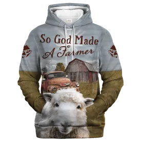 3D All Over Print Sheep Hoodie, So God Made A Farmer Hoodies
