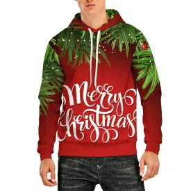 3D PRINT OVEHEAD HOODIE WITH CHRISTMAS PRINT