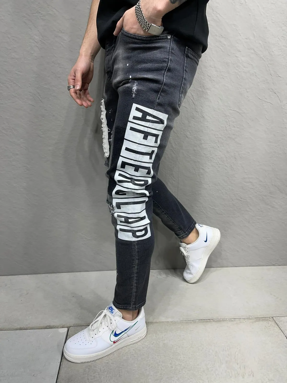 Afterclap Ankle Ripped Jeans - StoneWashed Black Y18