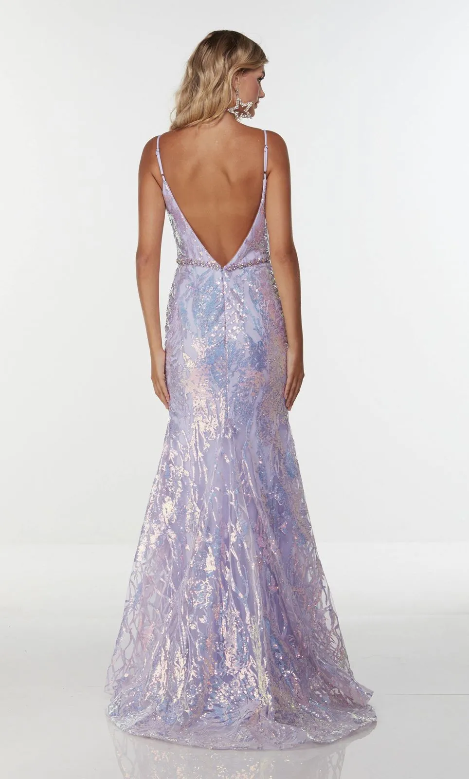 Alyce Paris 61090 Sequin Fit-n-Flare Dress - Light Orchid or Magic Opal