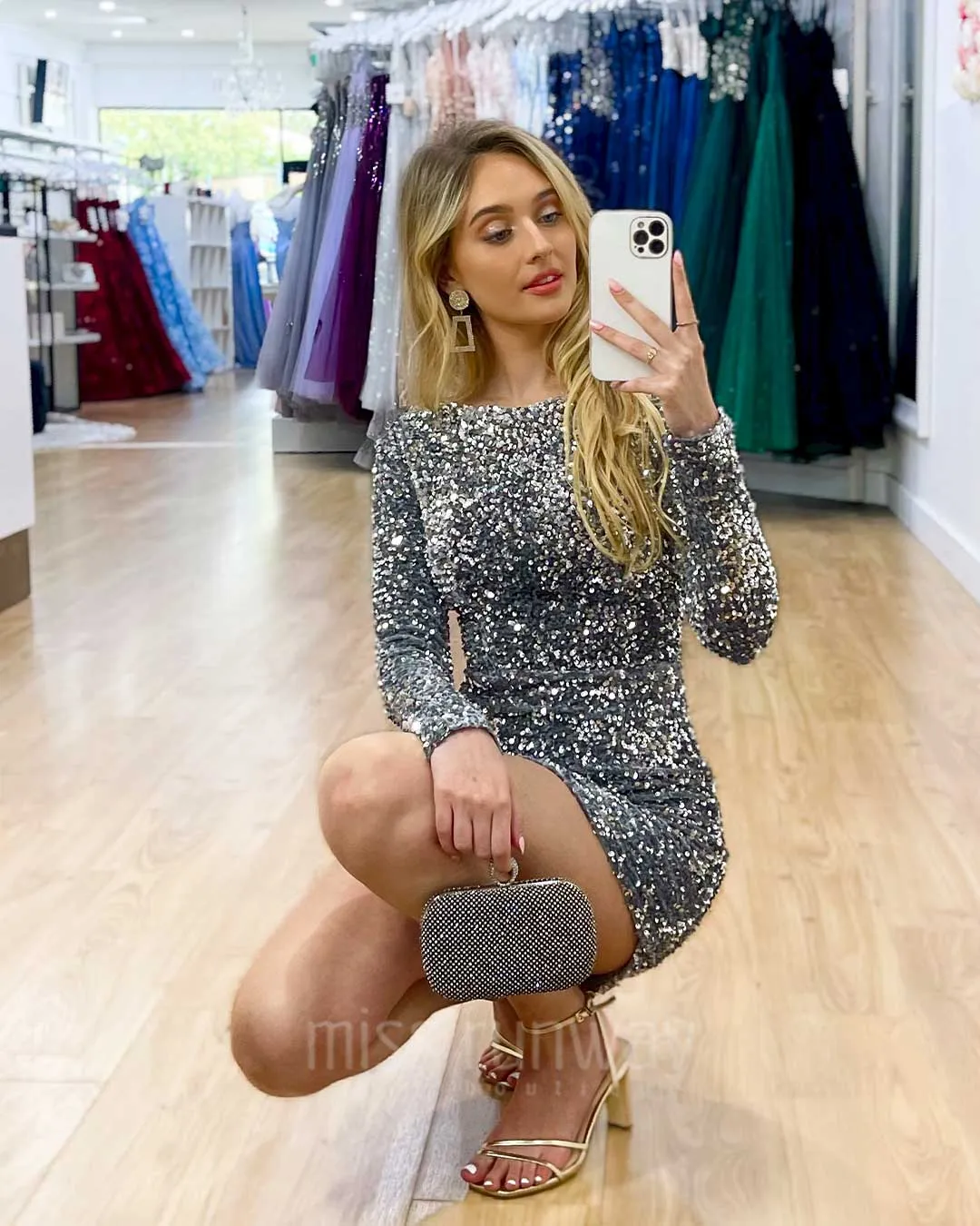 Amara Sequin Mini Dress - Silver