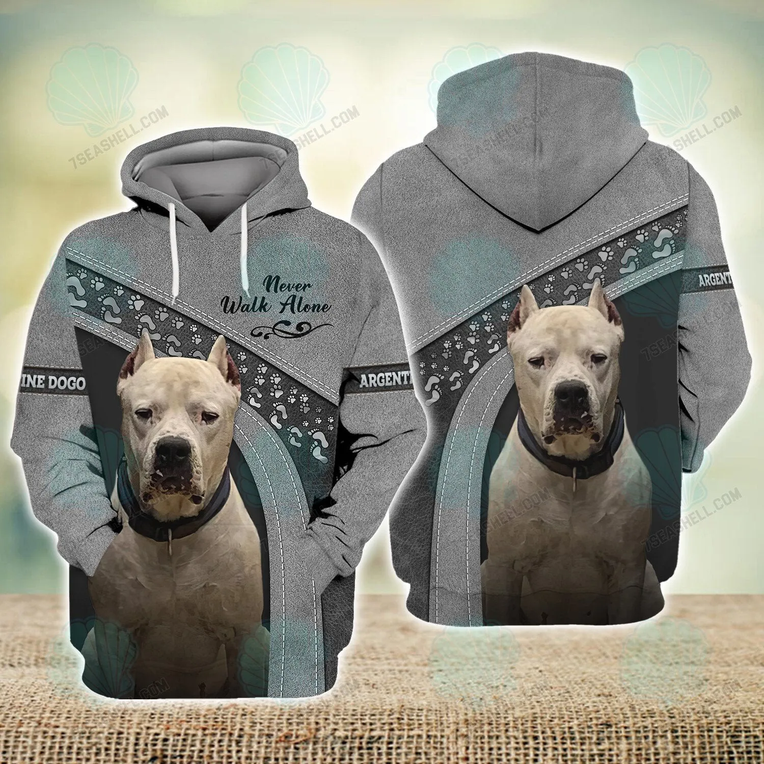 Argentine Dogo Love Never Walk Alone 3D Full Print Shirts, Christmas Dog Memorial Gifts for loss of Dog