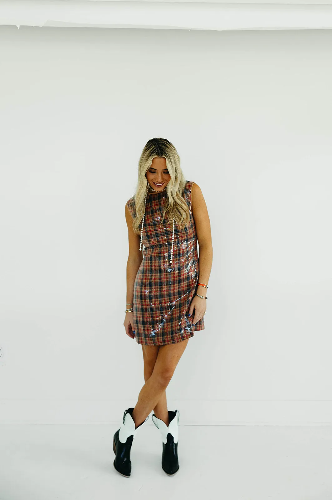 Ari Mini Dress - Brown/Red/Navy