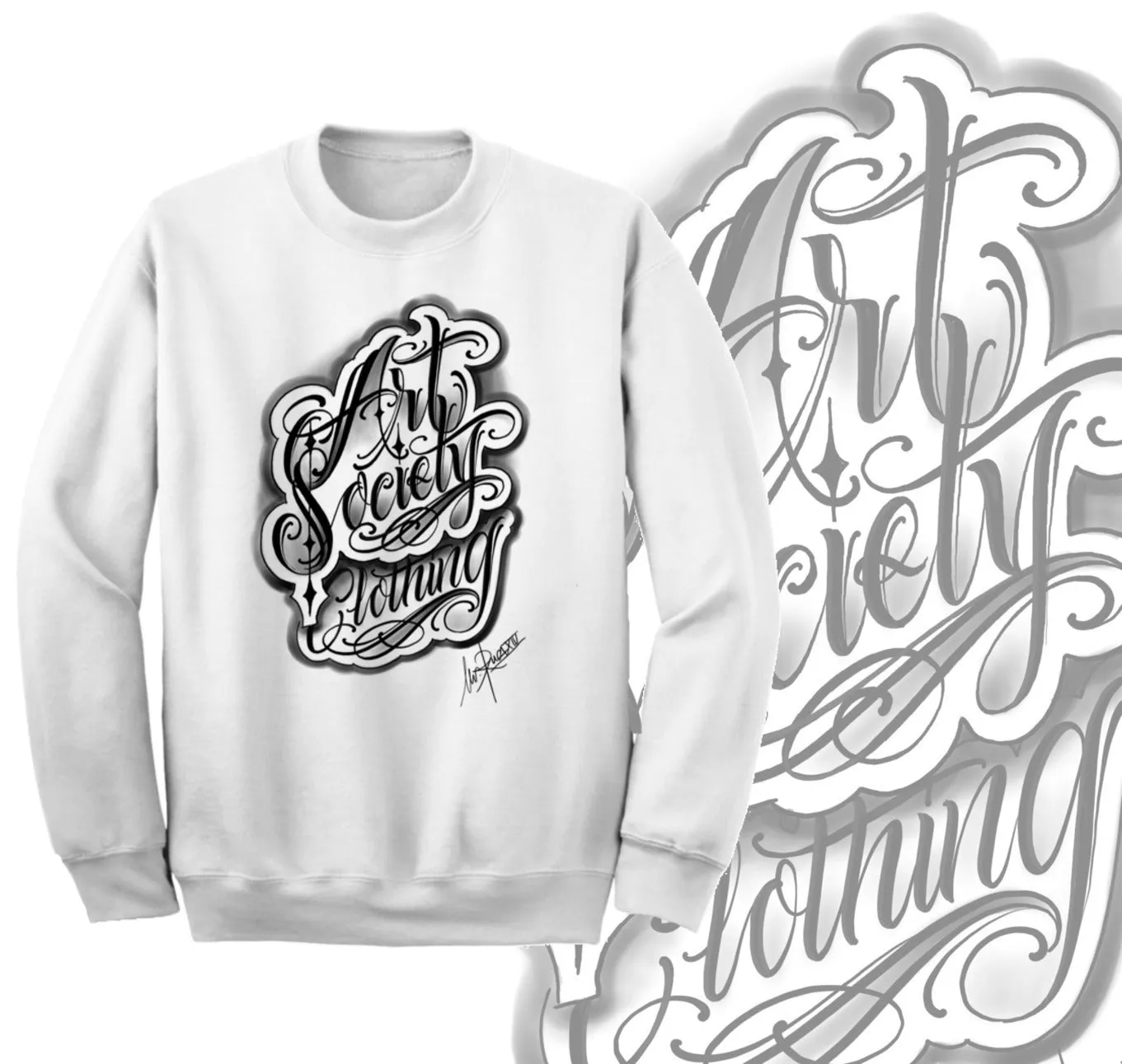 Art Society MR. RUCA SCRIPT CREW SWEATER WHITE
