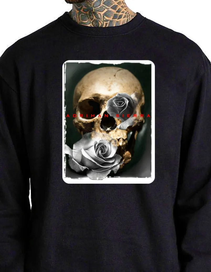 Art Society SIERRA SKULL ROSE CREW SWEATER BLACK
