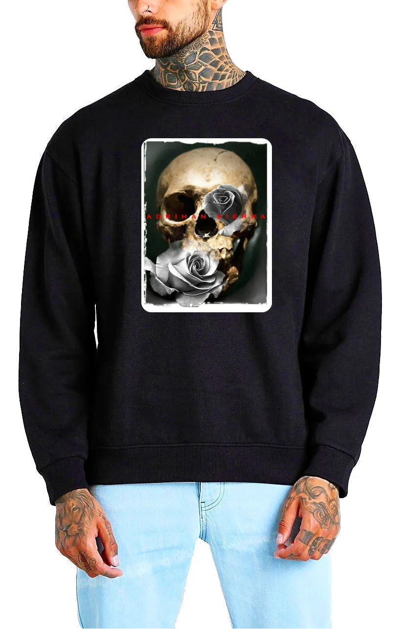 Art Society SIERRA SKULL ROSE CREW SWEATER BLACK