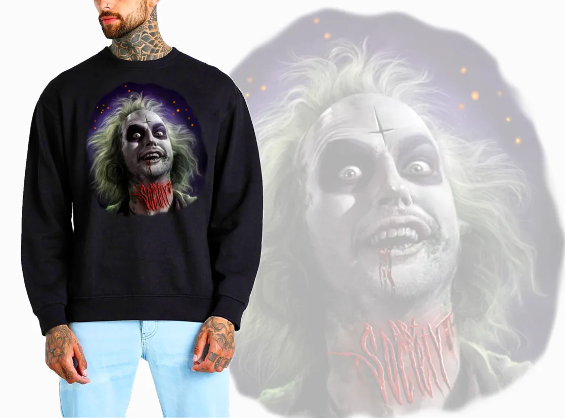 Art Society x Retro Kings BEETLEJUICE CREW SWEATER BLACK