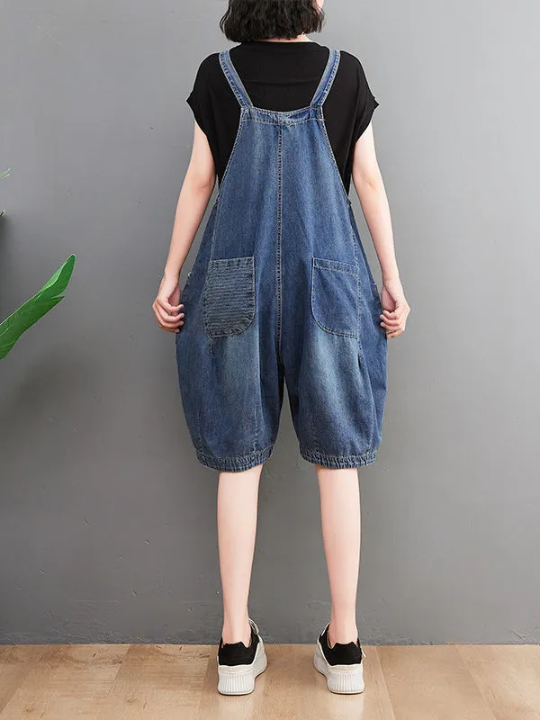 Artistic Retro Loose Sleeveless Split-Joint Overalls