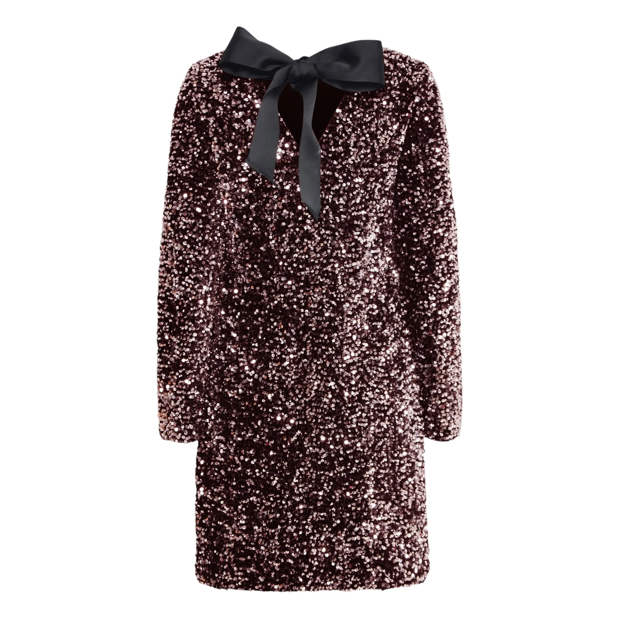 Rose Sequin Mixed Paillet Bow Dress by B Young - Elegant and Stylish