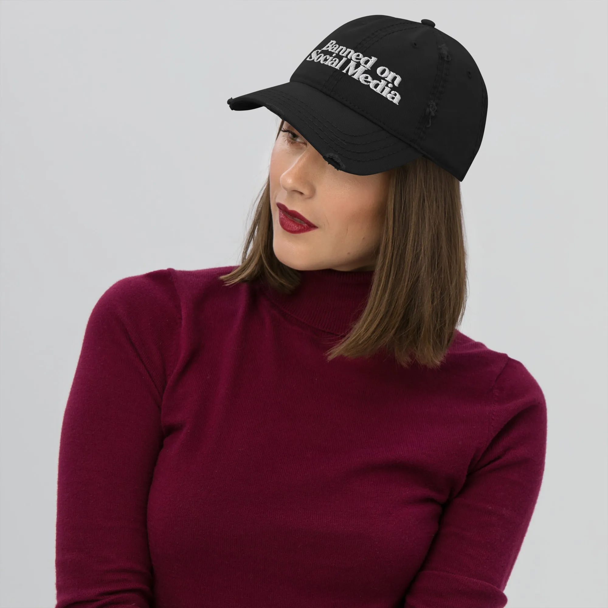 Banned On Social Media Distressed Dad Hat