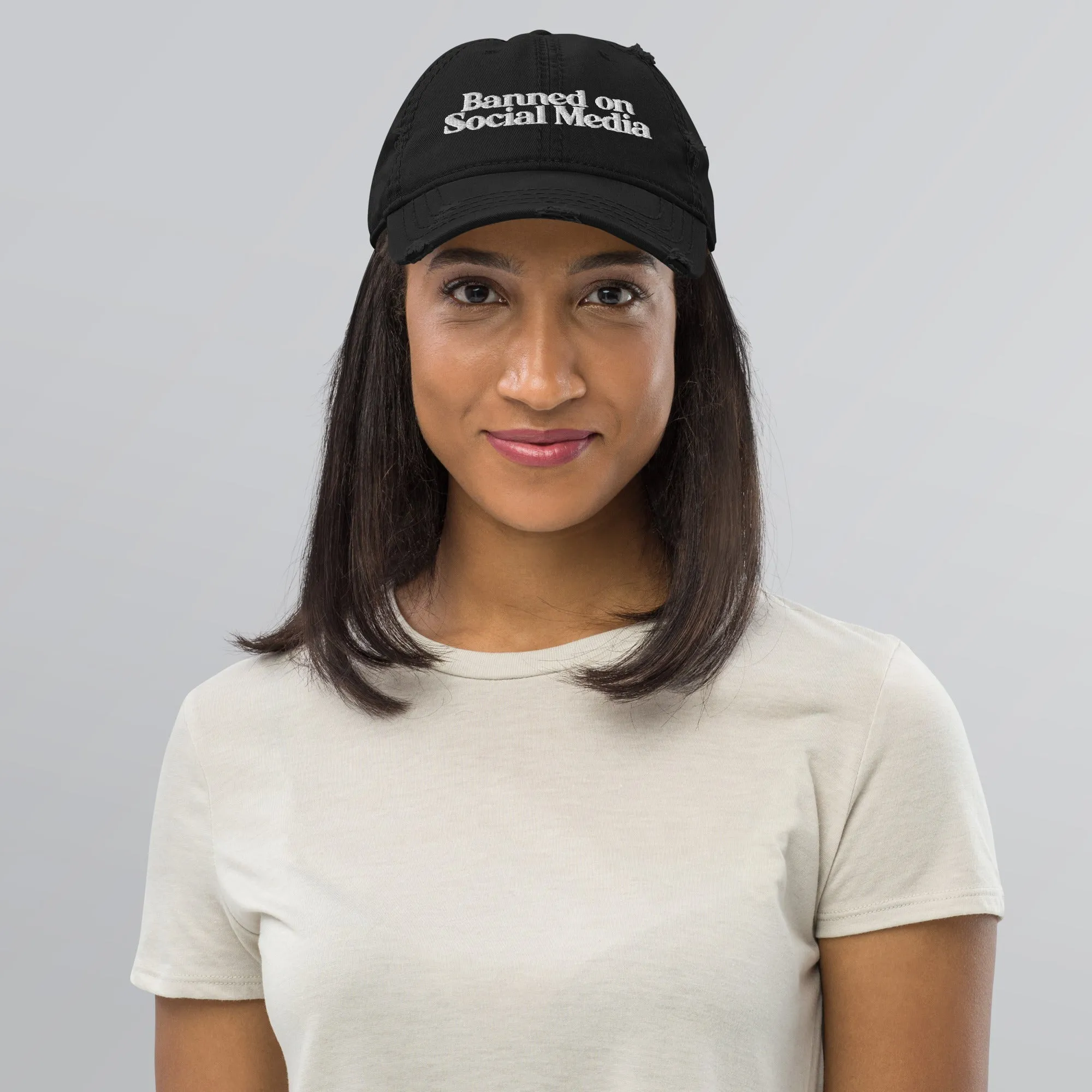 Banned On Social Media Distressed Dad Hat