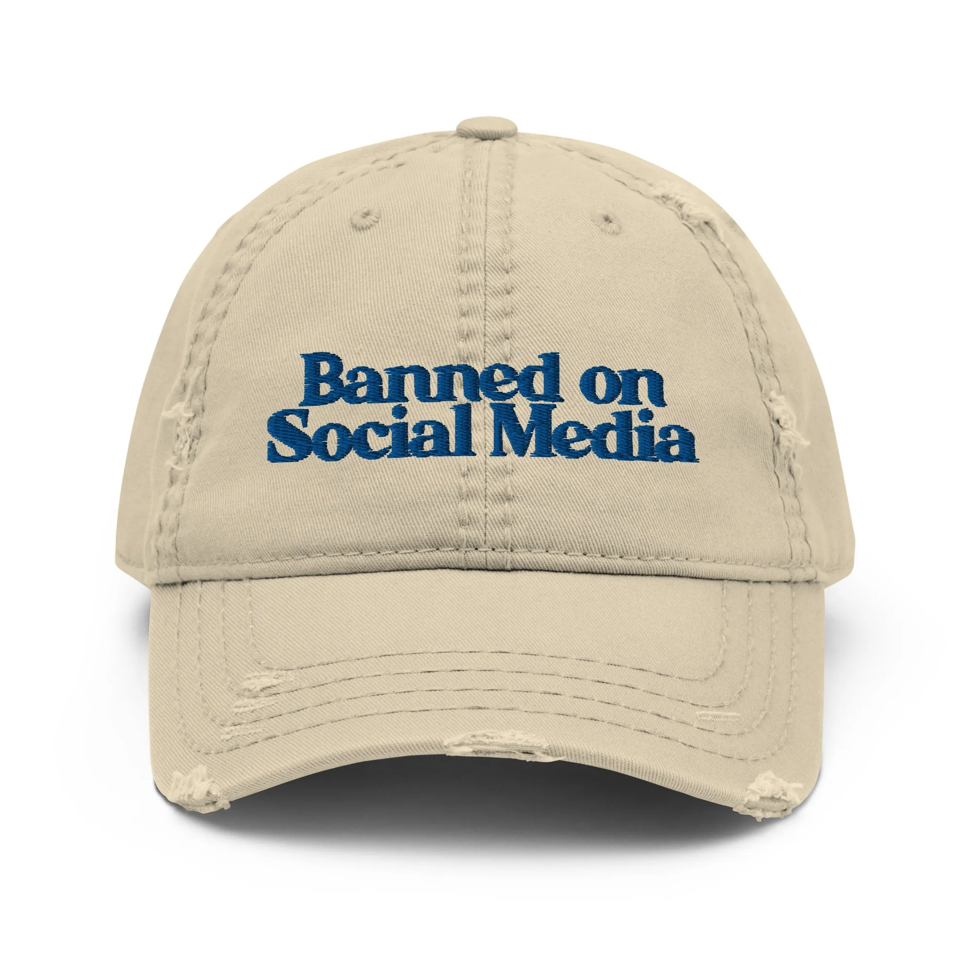 Banned On Social Media Distressed Dad Hat
