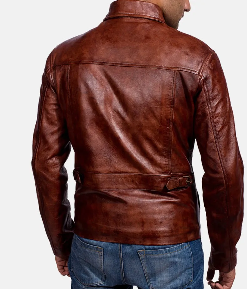BIKER-1400 MUSH Maroon Leather Jacket