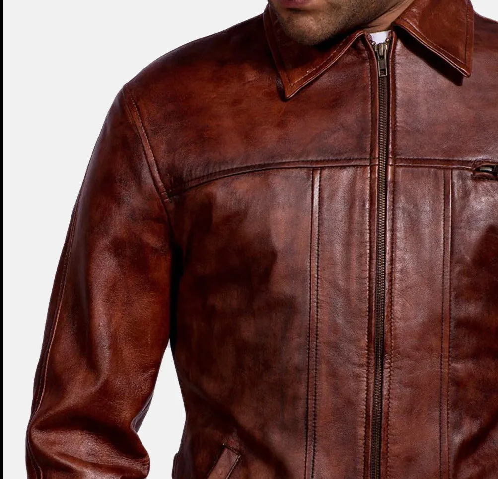 BIKER-1400 MUSH Maroon Leather Jacket