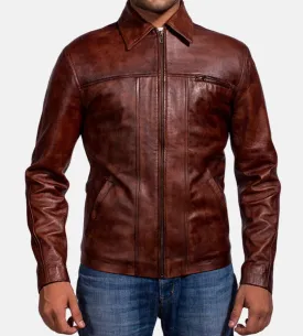 BIKER-1400 MUSH Maroon Leather Jacket