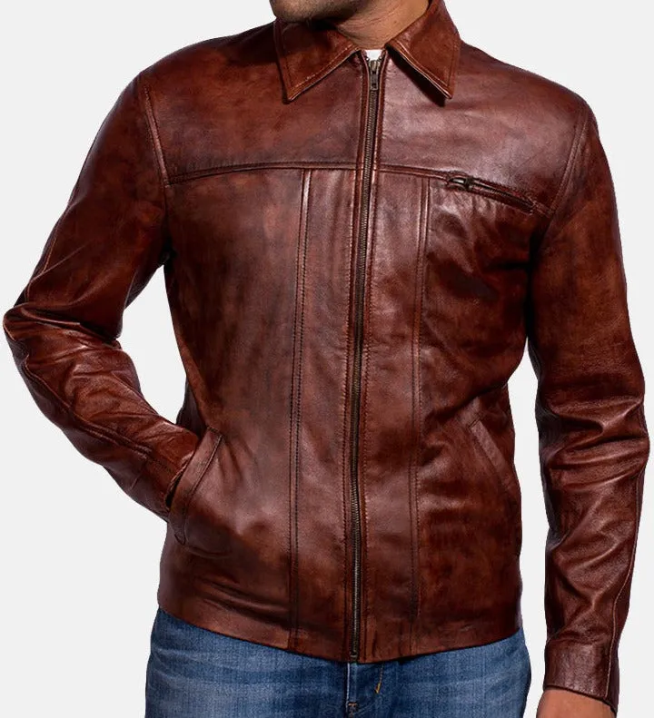 BIKER-1400 MUSH Maroon Leather Jacket