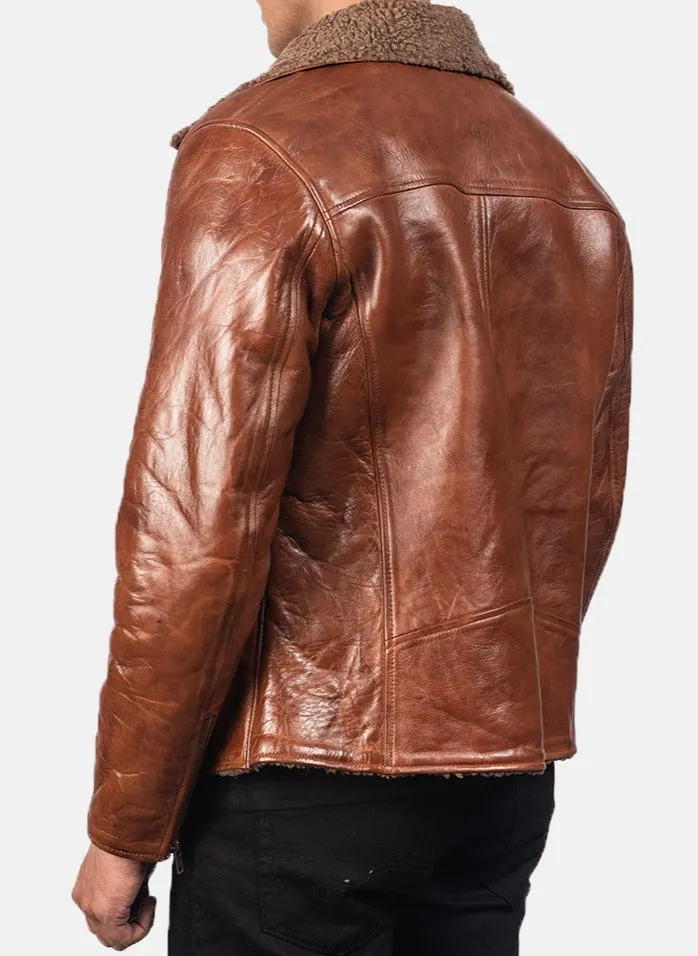 BIKER-1403 MUSH Shearling Brown Leather Jacket