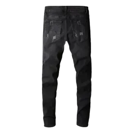 Black Bandanna Ripped Jeans