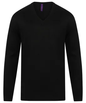 Black - Cashmere touch acrylic v-neck jumper