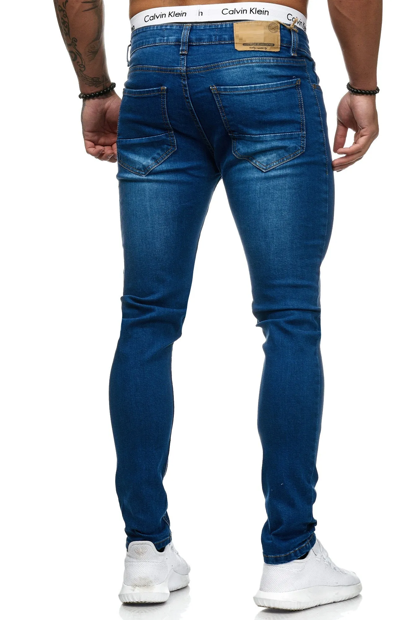 Blowout Knees Skinny Ripped Distressed Jeans - Blue X4