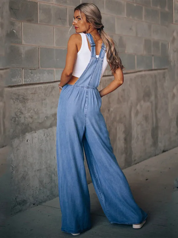 Bohemian Loose Extreme Wide Leg Denim Overalls