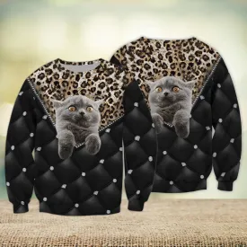 British Shorthair Funny Love Cat 3D Full Print Sweatshirt Christmas Gift
