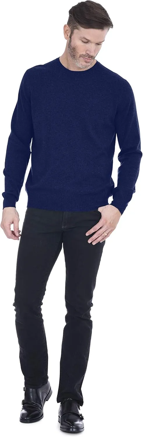 Cashmeren Men's Basic Crewneck Sweater 100% Pure Cashmere Long Sleeve Round Neck Pullover