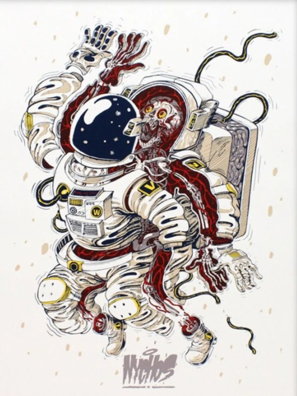 Dissection Of An Astronaut Silkscreen Print by Nychos