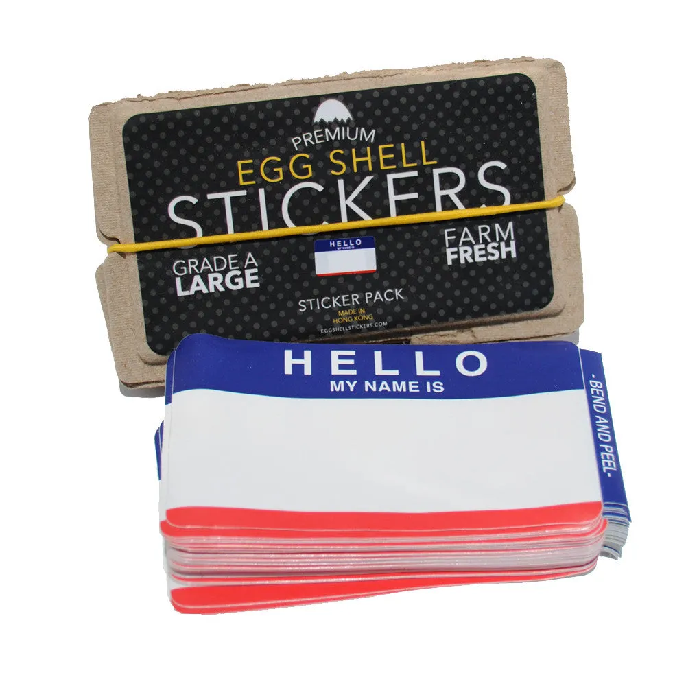 Egg Shell Sticker "Hello My Name Is" Red/Blue Blanks Pack - 80pcs