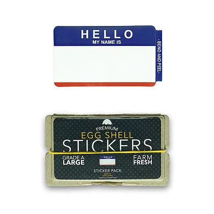 Egg Shell Sticker "Hello My Name Is" Red/Blue Blanks Pack - 80pcs