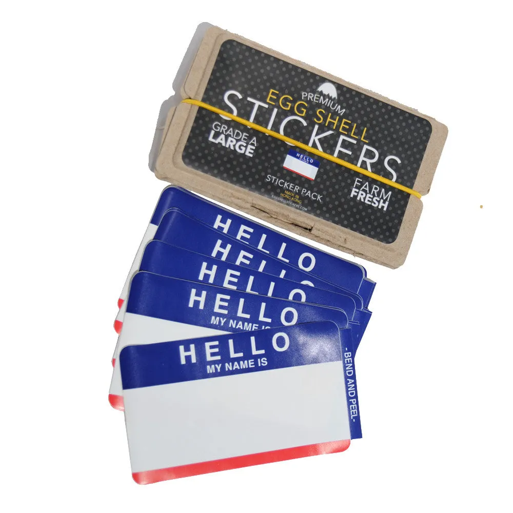 Egg Shell Sticker "Hello My Name Is" Red/Blue Blanks Pack - 80pcs