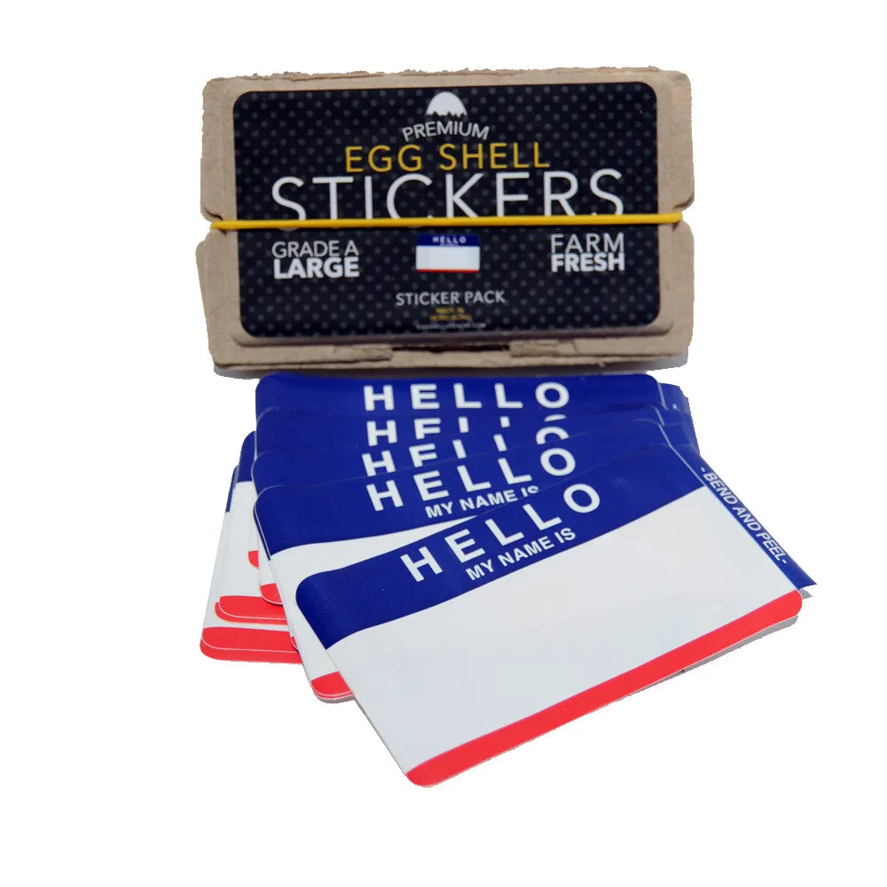 Egg Shell Sticker "Hello My Name Is" Red/Blue Blanks Pack - 80pcs