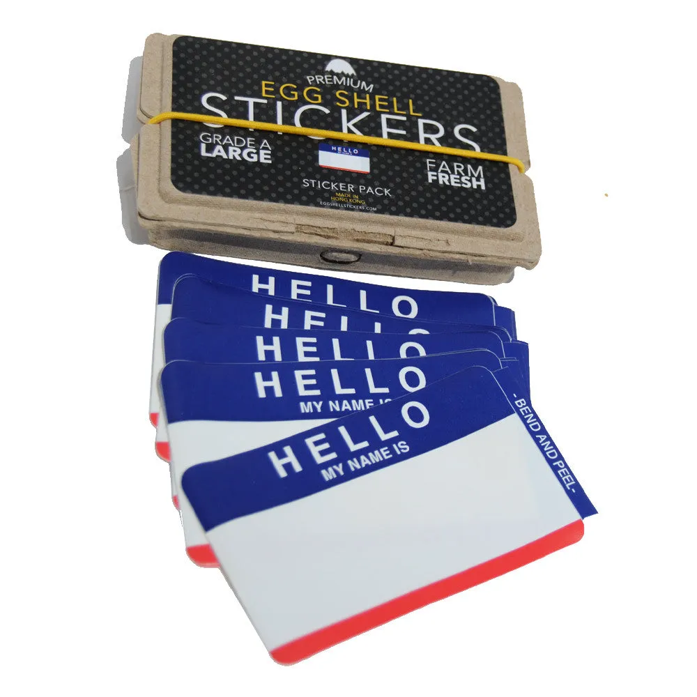 Egg Shell Sticker "Hello My Name Is" Red/Blue Blanks Pack - 80pcs