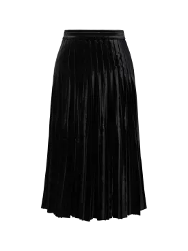 EP YAYING Velvet Pleated Midi Skirt