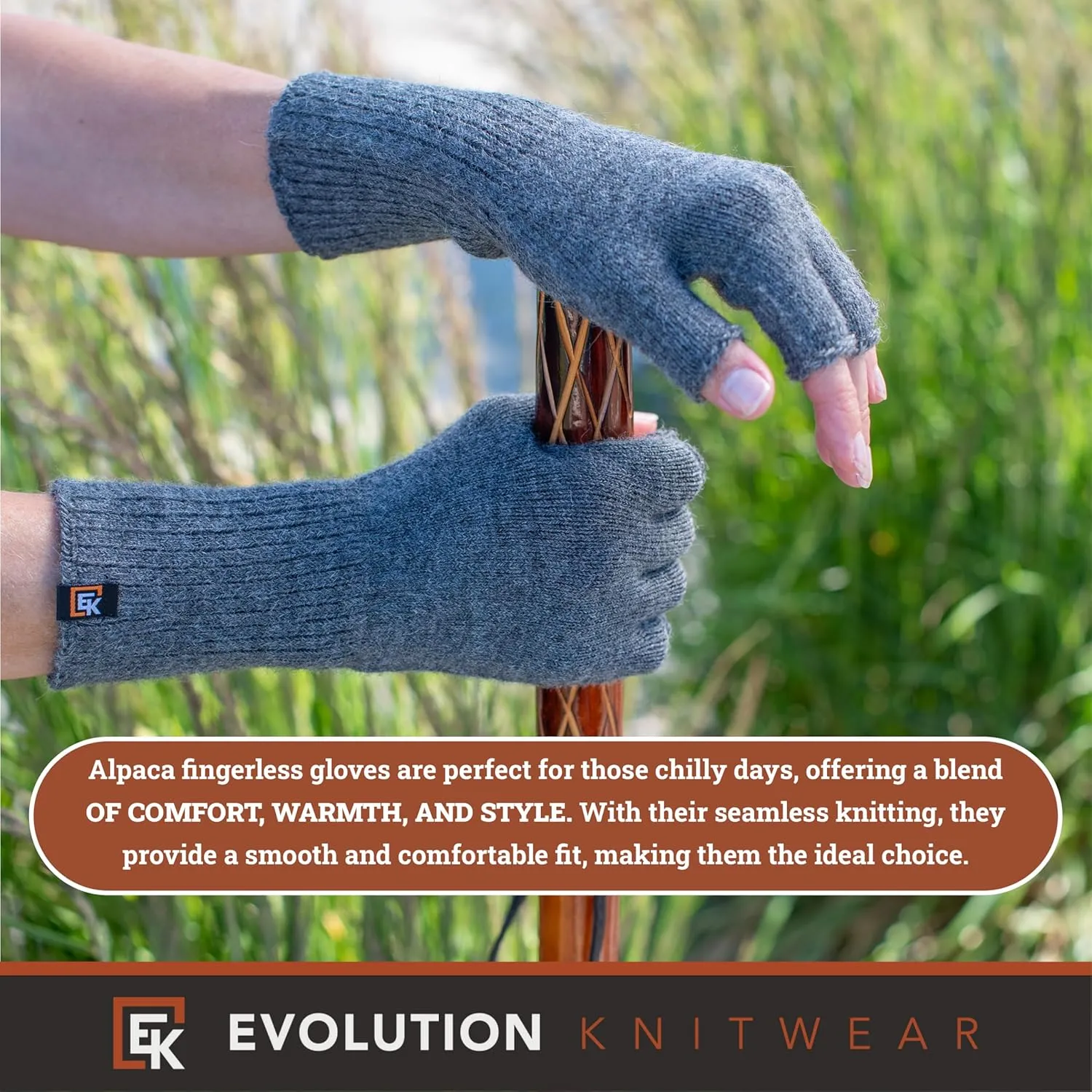 Evolution Knitwear Alpaca Knit Fingerless Gloves for Women - Super Soft Baby Alpaca - Made in the USA - Small