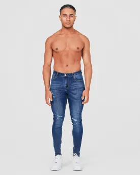 Faded Dark Blue Ripped Jeans