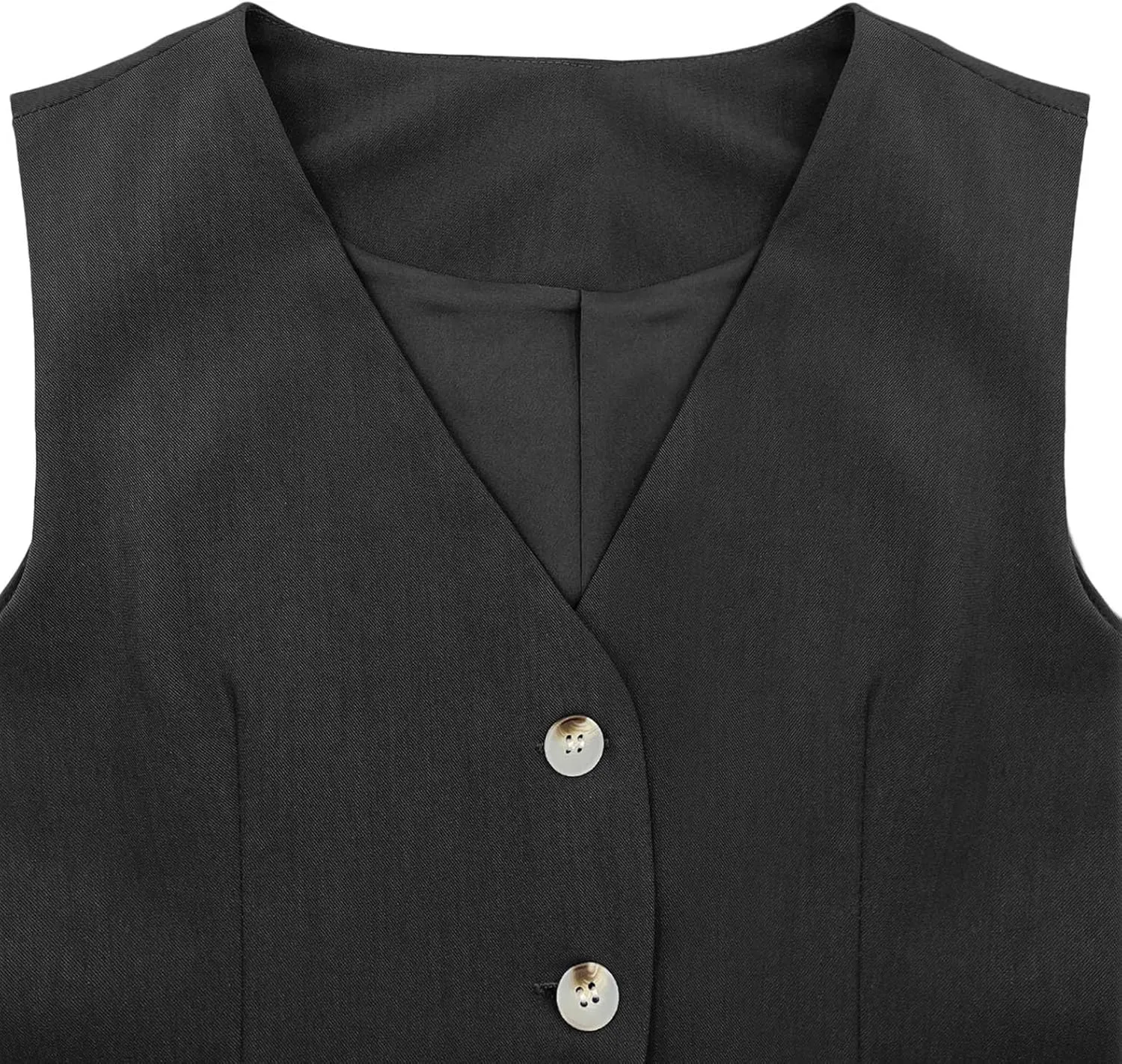 Fallorchid Womens Business Button Sleeveless V Neck Vest Fully Lined Suit Jacket Waistcoat