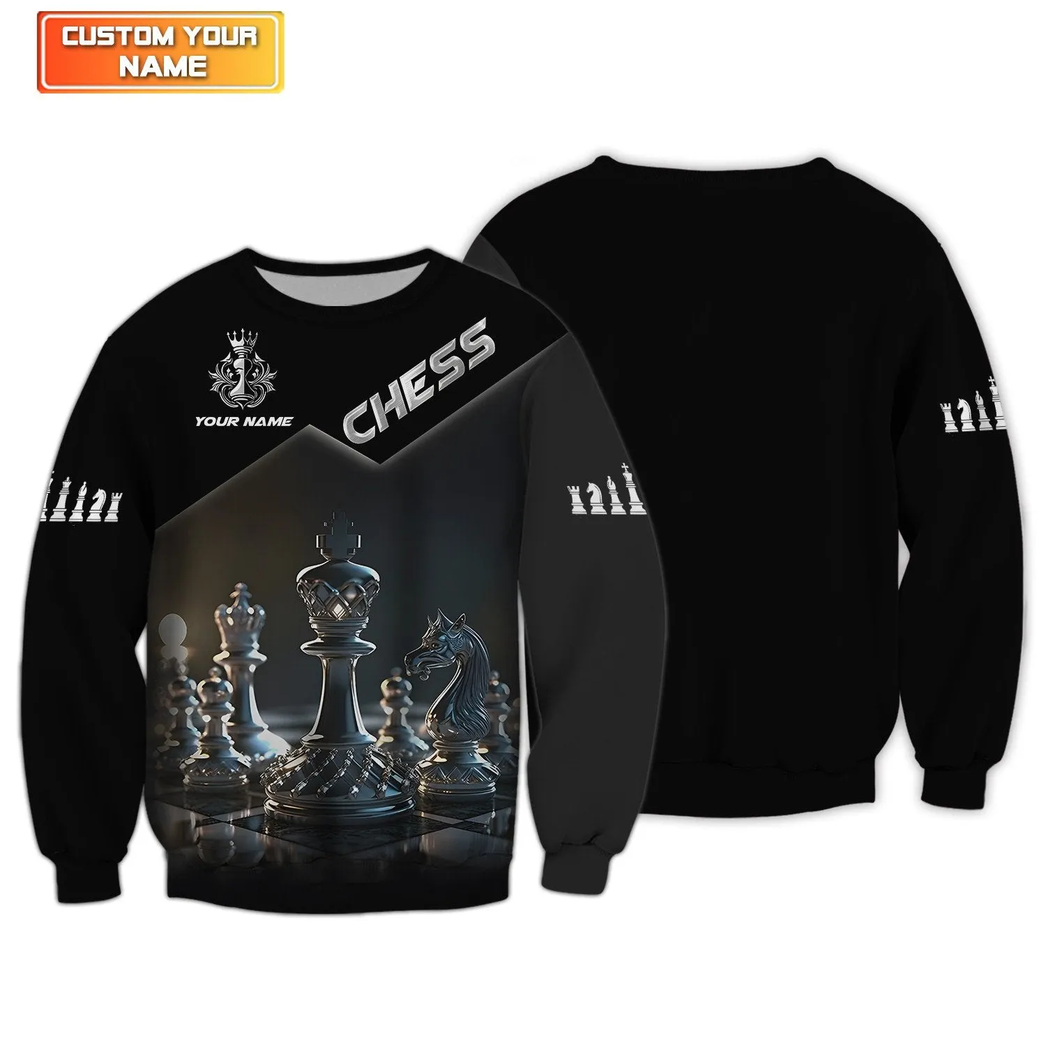 Fight Chess Personalized Name 3D Sweatshirt Custom Gift For Chess Lovers