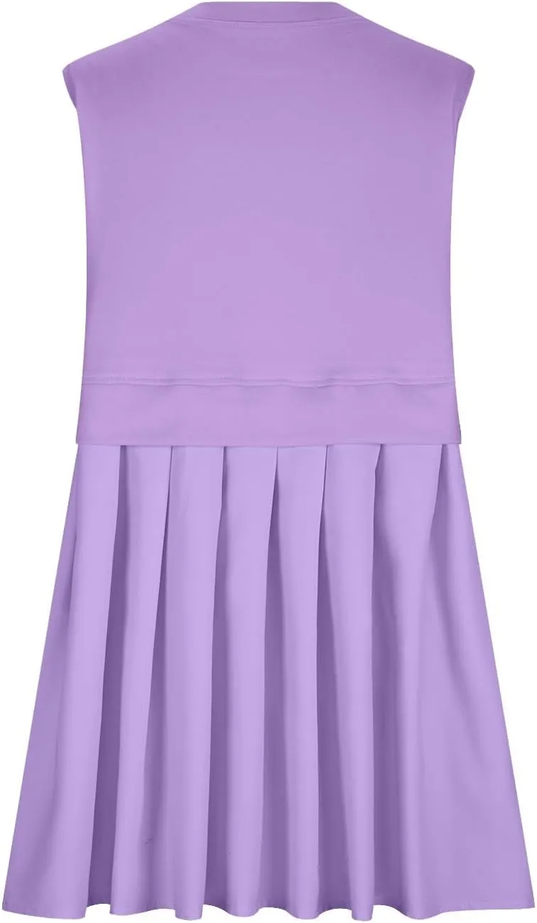 FP Dupe Babydoll Dress for Women Ruffle Pleated Tunic Dress Sleeveless Crew Neck Tank Dresses Loose Fit Clothes