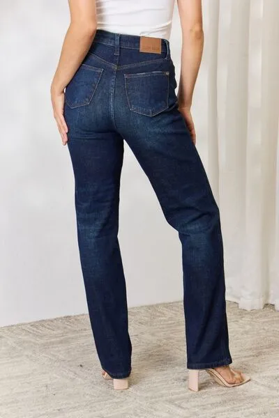 Full Size Button-Fly Straight Jeans