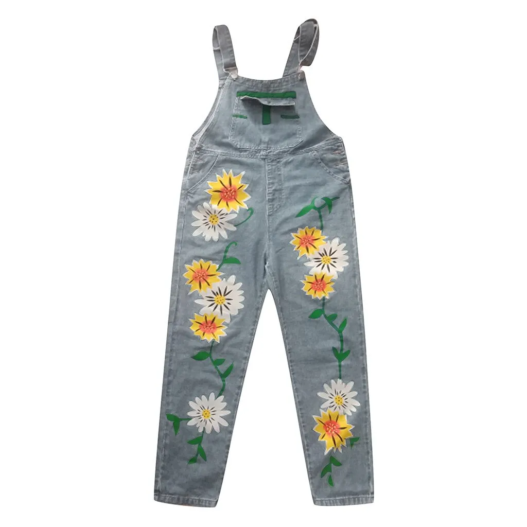 Funki Buys | Pants | Women's  Fashion Daisy Print Bib Overalls