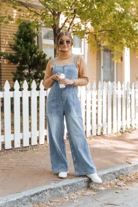 Georgia Wide Leg Denim Overalls - FINAL SALE