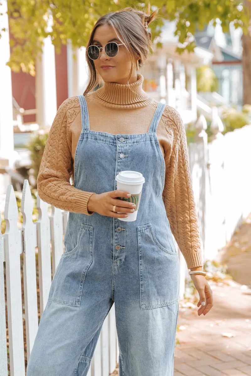 Georgia Wide Leg Denim Overalls - FINAL SALE