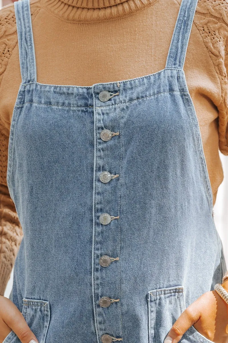 Georgia Wide Leg Denim Overalls - FINAL SALE