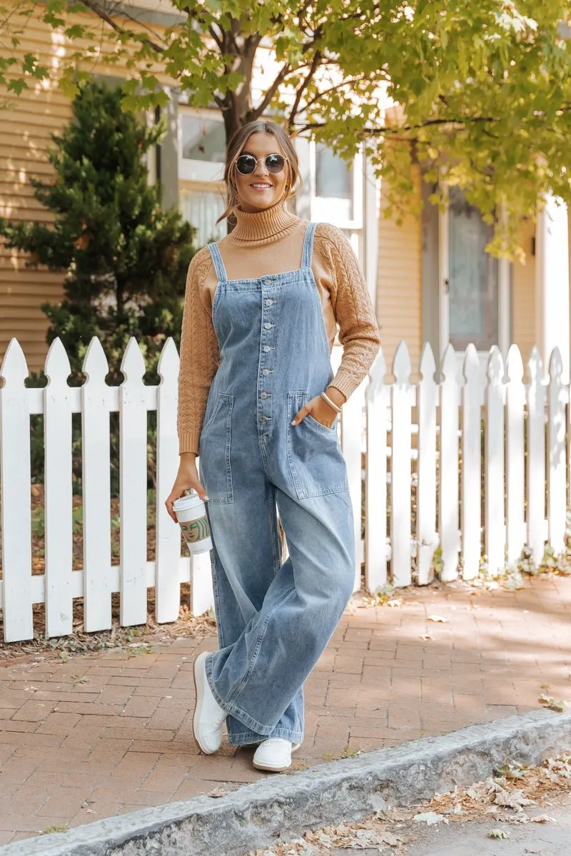 Georgia Wide Leg Denim Overalls - FINAL SALE