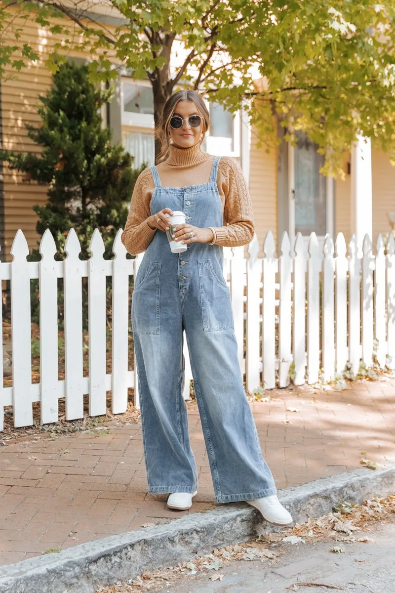 Georgia Wide Leg Denim Overalls - FINAL SALE