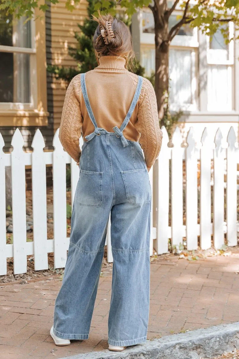 Georgia Wide Leg Denim Overalls - FINAL SALE