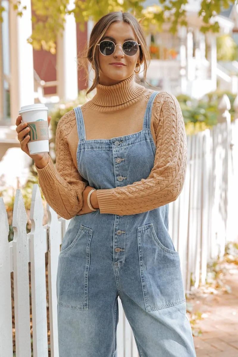 Georgia Wide Leg Denim Overalls - FINAL SALE