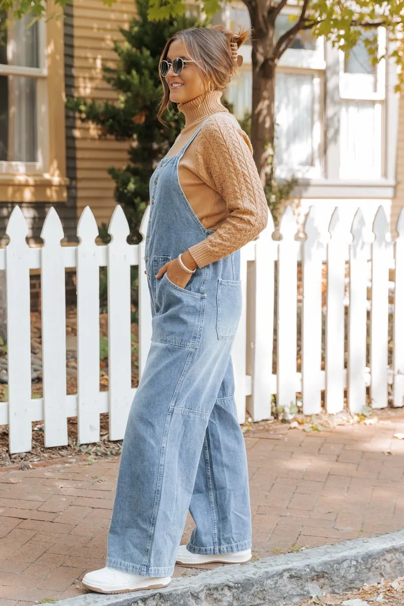 Georgia Wide Leg Denim Overalls - FINAL SALE