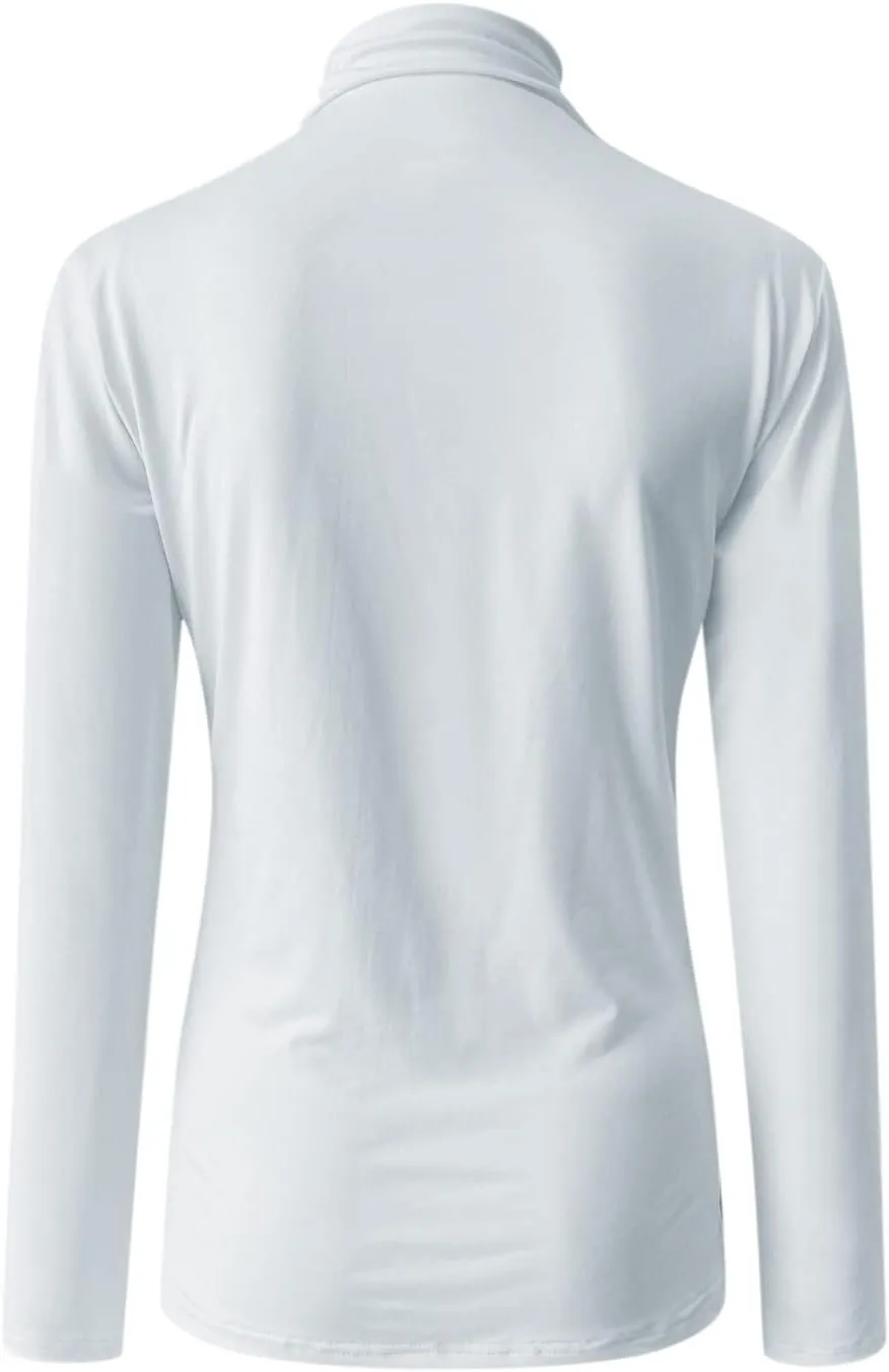 GOKKILRW Womens Mock Neck Long Sleeve Tops Slim Fitted Turtleneck Basic Pullovers Fall Winter Thermal Solid Base Layer Shirts